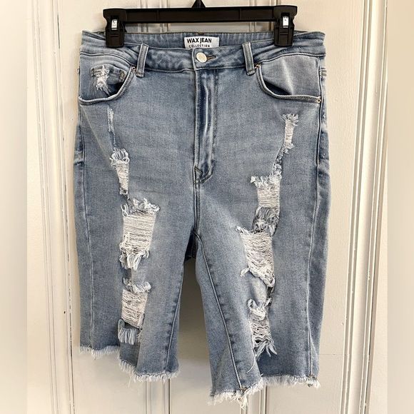 Wax‎ Jeans Collection Distressed High Rise Cut Off Jean Shorts Size 2X - Picture 2 of 3